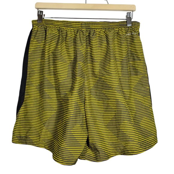 Nike Challenger Brief-Lined Shorts 7" Men's L Yellow Gray Striped Running Gym - Picture 3 of 6
